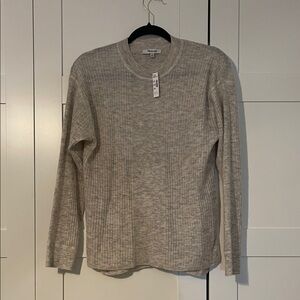 Madewell Cream Ribbed Crewneck Sweater